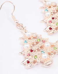 Rose Gold Pearl Christmas Tree Drop Earrings - link has visual effect only