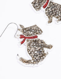 Silver Glitter Christmas Dog Drop Earrings - link has visual effect only