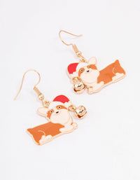 Gold Corgi Christmas Drop Earrings - link has visual effect only