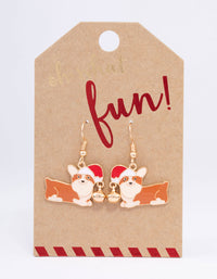 Gold Corgi Christmas Drop Earrings - link has visual effect only