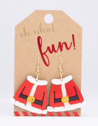 Gold Santa Coat Jacket Drop Earrings - link has visual effect only