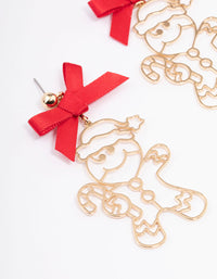 Gold Gingerbread Man Bow Drop Earrings - link has visual effect only