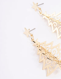 Gold Metallic Christmas Tree Drop Earrings - link has visual effect only