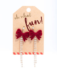 Maroon Cup Chain Velvet Bow Drop Earrings - link has visual effect only