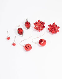 Christmas Present & Bow Stud Earrings 4-Pack - link has visual effect only