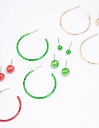 Green & Red Festive Earring 9-Pack - link has visual effect only