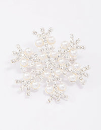 Silver Pearl Detailed Snowflake Brooch - link has visual effect only