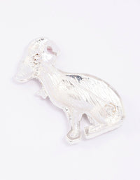 Silver Diamante Dog & Christmas Hat Brooch - link has visual effect only