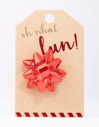 Red Christmas Present Bow Brooch - link has visual effect only