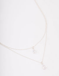 Silver Layered Dainty Diamante Short Necklace - link has visual effect only