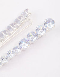 Silver Cubic Zirconia Diamante Hair Slide Pack - link has visual effect only