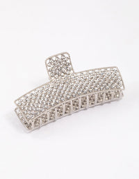 Rhodium Rectangle Diamante Hair Claw Clip - link has visual effect only