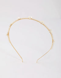 Gold Flower Pearl & Diamante Headband - link has visual effect only