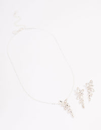 Silver Diamante Leaf Vine Jewellery Set - link has visual effect only