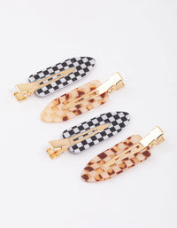 Gold Checkered Creaseless Hair Clips 4-Pack - link has visual effect only