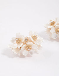 Gold Plated Flower Cluster Hoop Earrings - link has visual effect only