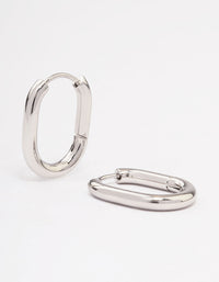 Waterproof Stainless Steel Plain Oval Huggie Hoop Earrings - link has visual effect only