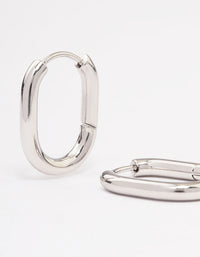 Waterproof Stainless Steel Plain Oval Huggie Hoop Earrings - link has visual effect only