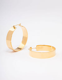 Waterproof Gold Plated Stainless Steel Large Smooth Hoop Earrings - link has visual effect only