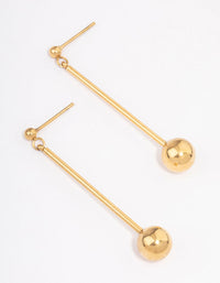 Waterproof Gold Plated Stainless Steel Small Stick & Drop Earrings - link has visual effect only