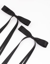 Black Fabric Wide Skinny Hair Bows Pack - link has visual effect only