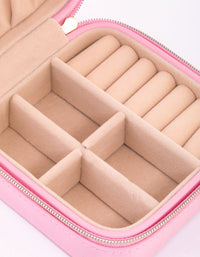 Pink Faux Leather Iridescent Square Jewellery Case - link has visual effect only