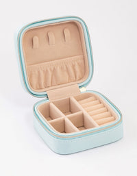 Light Blue Faux Leather Compact Jewellery Box - link has visual effect only