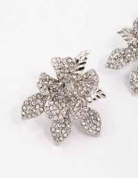 Rhodium Paved Flower Stud Earrings - link has visual effect only