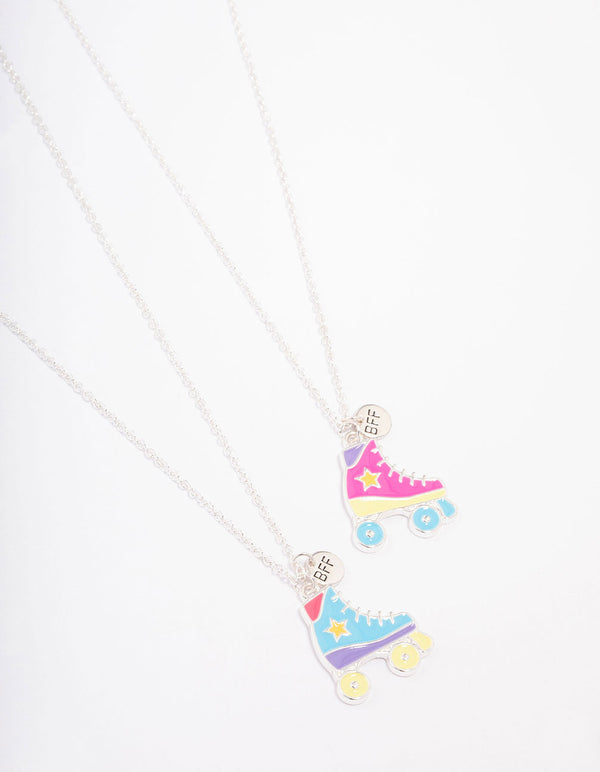 Kids Silver Roller Skate Pendant Necklace Pack