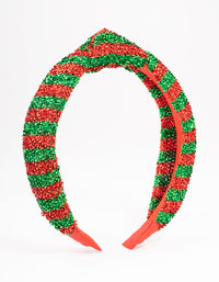 Kids Fabric Christmas Stripe Knotted Headband - link has visual effect only