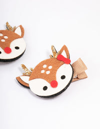 Kids Fabric Christmas Reindeer Hair Clips - link has visual effect only