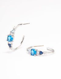 Silver Cubic Zirconia Graduating Hoop Earrings - link has visual effect only