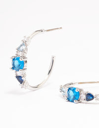 Silver Cubic Zirconia Graduating Hoop Earrings - link has visual effect only