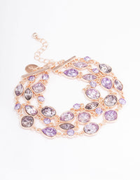 Rose Gold Marquise Mixed Stone Chain Bracelet - link has visual effect only