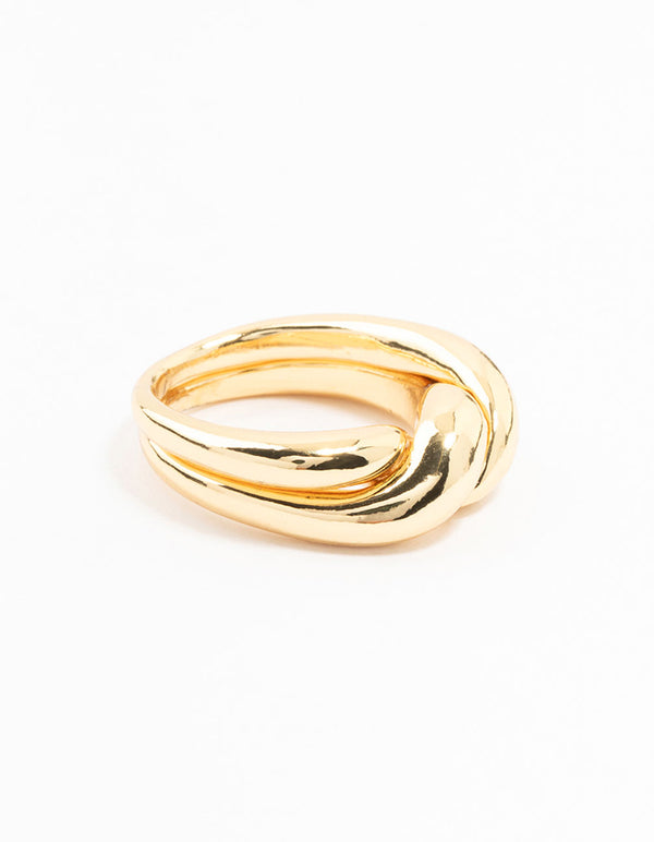 Gold Plated Twisted Metal Band Ring