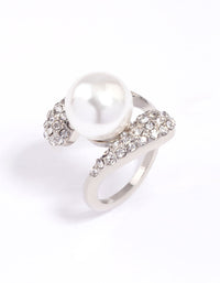 Rhodium Paved Statement Pearl Ring - link has visual effect only