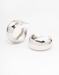 Rhodium Medium Smooth Hoop Earrings - link has visual effect only