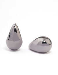 Gunmetal Teardrop Stud Earrings - link has visual effect only