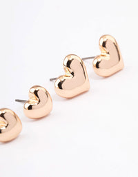 Gold Chunky Heart Stud Earring Pack - link has visual effect only