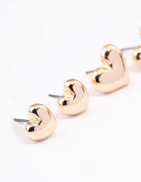 Gold Chunky Heart Stud Earring Pack - link has visual effect only