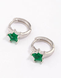 Rhodium Small Star Diamante Hoop Earrings - link has visual effect only