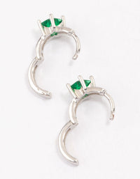 Rhodium Small Star Diamante Hoop Earrings - link has visual effect only