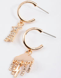 Gold Cloud Star Diamante Hoop Earrings - link has visual effect only