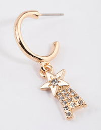 Gold Cloud Star Diamante Hoop Earrings - link has visual effect only