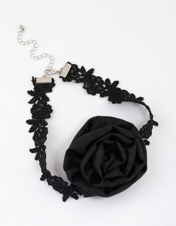 Fabric Black Multi Corsage Choker