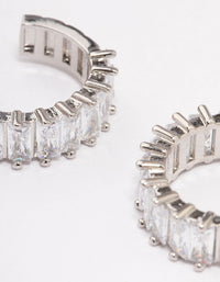 Rhodium Cubic Zirconia Baguette Hoop Earrings - link has visual effect only