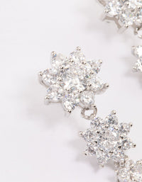 Rhodium Cubic Zirconia Drop Flower Earrings - link has visual effect only