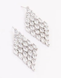 Rhodium Cubic Zirconia Teardrop Stone Drop Earrings - link has visual effect only