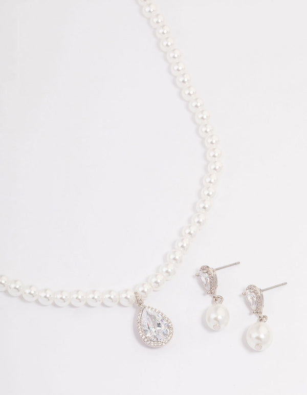 Rhodium Multi Cubic Zirconia Jewellery Set