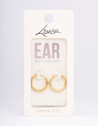 Gold Plated Surgical Steel Medium Polished Hoop Earrings - link has visual effect only